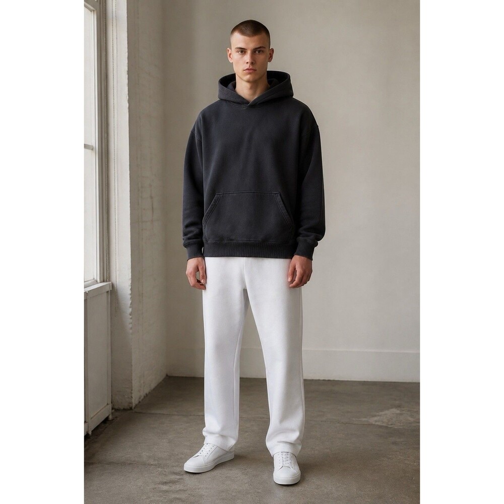 Elwood Core Hoodie Dark Gray Organic Cotton Boxy Oversized Sweatshirt Mens L